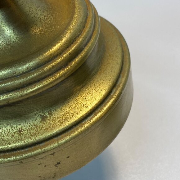 Vintage Wood Brass Set of 2 Candle Holders Homco Gold Tone 9.5"x4" MCM Retro - Picture 15 of 16